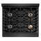 Autograph Edition 30 In. 4.2 Cu. Ft. Paramount Dual Fuel Range With 4 Burner Duopro™ Cooktop And Electric Convection Oven In Black Satin Stainless Steel And Champagne Bronze Accents