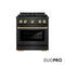 Autograph Edition 30 In. 4.2 Cu. Ft. Paramount Dual Fuel Range With 4 Burner Duopro™ Cooktop And Electric Convection Oven In Black Satin Stainless Steel And Polished Gold Accents