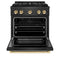 Autograph Edition 30 In. 4.2 Cu. Ft. Paramount Dual Fuel Range With 4 Burner Duopro™ Cooktop And Electric Convection Oven In Black Satin Stainless Steel And Polished Gold Accents