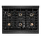 Autograph Edition 36 In. 5.2 Cu. Ft. Paramount Dual Fuel Range With 6 Burner Duopro™ Cooktop And Electric Convection Oven In Black Satin Stainless Steel And Champagne Bronze Accents