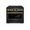 Autograph Edition 36 In. 5.2 Cu. Ft. Paramount Dual Fuel Range With 6 Burner Duopro™ Cooktop And Electric Convection Oven In Black Satin Stainless Steel And Champagne Bronze Accents