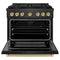 Autograph Edition 36 In. 5.2 Cu. Ft. Paramount Dual Fuel Range With 6 Burner Duopro™ Cooktop And Electric Convection Oven In Black Satin Stainless Steel And Champagne Bronze Accents
