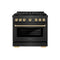 Autograph Edition 36 In. 5.2 Cu. Ft. Paramount Dual Fuel Range With 6 Burner Duopro™ Cooktop And Electric Convection Oven In Black Satin Stainless Steel And Polished Gold Accents