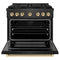 Autograph Edition 36 In. 5.2 Cu. Ft. Paramount Dual Fuel Range With 6 Burner Duopro™ Cooktop And Electric Convection Oven In Black Satin Stainless Steel And Polished Gold Accents