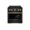 Autograph Edition 30 In. 4.2 Cu. Ft. Paramount Dual Fuel Range With 4 Burner Duopro™ Cooktop And Electric Convection Oven In Black Stainless Steel And Polished Gold Accents