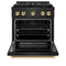 Autograph Edition 30 In. 4.2 Cu. Ft. Paramount Dual Fuel Range With 4 Burner Duopro™ Cooktop And Electric Convection Oven In Black Stainless Steel And Polished Gold Accents