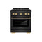 Autograph Edition 30 In. 4.2 Cu. Ft. Paramount Dual Fuel Range With 4 Burner Duopro™ Cooktop And Electric Convection Oven In Black Stainless Steel And Polished Gold Accents