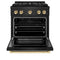Autograph Edition 30 In. 4.2 Cu. Ft. Paramount Dual Fuel Range With 4 Burner Duopro™ Cooktop And Electric Convection Oven In Black Stainless Steel And Polished Gold Accents