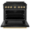 Autograph Edition 36 In. 5.2 Cu. Ft. Paramount Dual Fuel Range With 6 Burner Duopro™ Cooktop And Electric Convection Oven In Black Stainless Steel And Champagne Bronze Accents