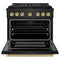 Autograph Edition 36 In. 5.2 Cu. Ft. Paramount Dual Fuel Range With 6 Burner Duopro™ Cooktop And Electric Convection Oven In Black Stainless Steel And Champagne Bronze Accents