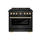 Autograph Edition 36 In. 5.2 Cu. Ft. Paramount Dual Fuel Range With 6 Burner Duopro™ Cooktop And Electric Convection Oven In Black Stainless Steel And Polished Gold Accents