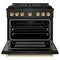 Autograph Edition 36 In. 5.2 Cu. Ft. Paramount Dual Fuel Range With 6 Burner Duopro™ Cooktop And Electric Convection Oven In Black Stainless Steel And Polished Gold Accents