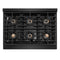 Autograph Edition 36 In. 5.2 Cu. Ft. Paramount Dual Fuel Range With 6 Burner Duopro™ Cooktop And Electric Convection Oven In Black Stainless Steel And Polished Gold Accents