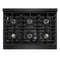 Autograph Edition 36 In. 5.2 Cu. Ft. Paramount Dual Fuel Range With 6 Burner Duopro™ Cooktop And Electric Convection Oven In Black Stainless Steel With Polished Gold Helix Handle And Accents