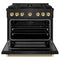Autograph Edition 36 In. 5.2 Cu. Ft. Paramount Dual Fuel Range With 6 Burner Duopro™ Cooktop And Electric Convection Oven In Black Stainless Steel With Polished Gold Helix Handle And Accents