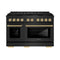 Autograph Edition 48 In. 6.7 Cu. Ft. Paramount Dual Fuel Range With 8 Burner Duopro™ Cooktop And Dual Ovens In Black Stainless Steel And Champagne Bronze Accents