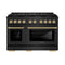 Autograph Edition 48 In. 6.7 Cu. Ft. Paramount Dual Fuel Range With 8 Burner Duopro™ Cooktop And Dual Ovens In Black Stainless Steel And Champagne Bronze Accents
