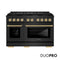 Autograph Edition 48 In. 6.7 Cu. Ft. Paramount Dual Fuel Range With 8 Burner Duopro™ Cooktop And Dual Ovens In Black Stainless Steel And Champagne Bronze Accents