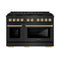 Autograph Edition 48 In. 6.7 Cu. Ft. Paramount Dual Fuel Range With 8 Burner Duopro™ Cooktop And Dual Ovens In Black Stainless Steel And Polished Gold Accents