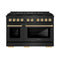 Autograph Edition 48 In. 6.7 Cu. Ft. Paramount Dual Fuel Range With 8 Burner Duopro™ Cooktop And Dual Ovens In Black Stainless Steel And Polished Gold Accents