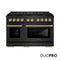Autograph Edition 48 In. 6.7 Cu. Ft. Paramount Dual Fuel Range With 8 Burner Duopro™ Cooktop And Dual Ovens In Black Stainless Steel And Polished Gold Accents