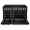 Autograph Edition 48 In. 6.7 Cu. Ft. Paramount Dual Fuel Range With 8 Burner Duopro™ Cooktop And Dual Ovens In Black Stainless Steel And Polished Gold Accents