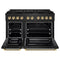 Autograph Edition 48 In. 6.7 Cu. Ft. Paramount Dual Fuel Range With 8 Burner Duopro™ Cooktop And Dual Ovens In Black Stainless Steel With Polished Gold Helix Handles And Accents