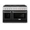 48 In. 6.7 Cu. Ft. Paramount Dual Fuel Range With 8 Burner Duopro™ Cooktop And Dual Ovens In Satin Stainless Steel With Black Matte Doors