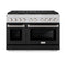 48 In. 6.7 Cu. Ft. Paramount Dual Fuel Range With 8 Burner Duopro™ Cooktop And Dual Ovens In Satin Stainless Steel With Black Matte Doors