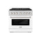 36 In. 5.2 Cu. Ft. Paramount Dual Fuel Range With 6 Burner Duopro™ Cooktop And Electric Convection Oven In Satin Stainless Steel With White Matte Door