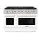 48 In. 6.7 Cu. Ft. Paramount Dual Fuel Range With 8 Burner Duopro™ Cooktop And Dual Ovens In Satin Stainless Steel With White Matte Doors