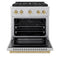 Autograph Edition 30 In. 4.2 Cu. Ft. Paramount Dual Fuel Range With 4 Burner Duopro™ Cooktop And Electric Convection Oven In Satin Stainless Steel And Champagne Bronze Accents