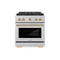 Autograph Edition 30 In. 4.2 Cu. Ft. Paramount Dual Fuel Range With 4 Burner Duopro™ Cooktop And Electric Convection Oven In Satin Stainless Steel And Polished Gold Accents