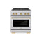 Autograph Edition 30 In. 4.2 Cu. Ft. Paramount Dual Fuel Range With 4 Burner Duopro™ Cooktop And Electric Convection Oven In Satin Stainless Steel And Polished Gold Accents