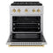 Autograph Edition 30 In. 4.2 Cu. Ft. Paramount Dual Fuel Range With 4 Burner Duopro™ Cooktop And Electric Convection Oven In Satin Stainless Steel And Polished Gold Accents