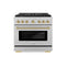 Autograph Edition 36 In. 5.2 Cu. Ft. Paramount Dual Fuel Range With 6 Burner Duopro™ Cooktop And Electric Convection Oven In Satin Stainless Steel And Champagne Bronze Accents