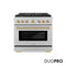Autograph Edition 36 In. 5.2 Cu. Ft. Paramount Dual Fuel Range With 6 Burner Duopro™ Cooktop And Electric Convection Oven In Satin Stainless Steel And Champagne Bronze Accents