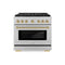 Autograph Edition 36 In. 5.2 Cu. Ft. Paramount Dual Fuel Range With 6 Burner Duopro™ Cooktop And Electric Convection Oven In Satin Stainless Steel And Champagne Bronze Accents
