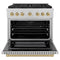 Autograph Edition 36 In. 5.2 Cu. Ft. Paramount Dual Fuel Range With 6 Burner Duopro™ Cooktop And Electric Convection Oven In Satin Stainless Steel And Champagne Bronze Accents