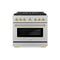 Autograph Edition 36 In. 5.2 Cu. Ft. Paramount Dual Fuel Range With 6 Burner Duopro™ Cooktop And Electric Convection Oven In Satin Stainless Steel And Polished Gold Accents