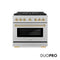 Autograph Edition 36 In. 5.2 Cu. Ft. Paramount Dual Fuel Range With 6 Burner Duopro™ Cooktop And Electric Convection Oven In Satin Stainless Steel And Polished Gold Accents