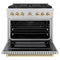 Autograph Edition 36 In. 5.2 Cu. Ft. Paramount Dual Fuel Range With 6 Burner Duopro™ Cooktop And Electric Convection Oven In Satin Stainless Steel And Polished Gold Accents