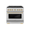 Autograph Edition 36 In. 5.2 Cu. Ft. Paramount Dual Fuel Range With 6 Burner Duopro™ Cooktop And Electric Convection Oven In Satin Stainless Steel And Polished Gold Accents