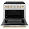 Autograph Edition 36 In. 5.2 Cu. Ft. Paramount Dual Fuel Range With 6 Burner Duopro™ Cooktop And Electric Convection Oven In Satin Stainless Steel And Polished Gold Accents