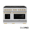 Autograph Edition 48 In. 6.7 Cu. Ft. Paramount Dual Fuel Range With 8 Burner Duopro™ Cooktop And Dual Ovens In Satin Stainless Steel And Champagne Bronze Accents