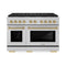 Autograph Edition 48 In. 6.7 Cu. Ft. Paramount Dual Fuel Range With 8 Burner Duopro™ Cooktop And Dual Ovens In Satin Stainless Steel And Champagne Bronze Accents
