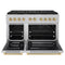 Autograph Edition 48 In. 6.7 Cu. Ft. Paramount Dual Fuel Range With 8 Burner Duopro™ Cooktop And Dual Ovens In Satin Stainless Steel And Champagne Bronze Accents