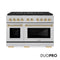 Autograph Edition 48 In. 6.7 Cu. Ft. Paramount Dual Fuel Range With 8 Burner Duopro™ Cooktop And Dual Ovens In Satin Stainless Steel And Polished Gold Accents