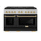 Autograph Edition 48 In. 6.7 Cu. Ft. Paramount Dual Fuel Range With 8 Burner Duopro™ Cooktop And Dual Ovens In Satin Stainless Steel With Black Matte Doors And Polished Gold Accents
