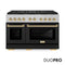 Autograph Edition 48 In. 6.7 Cu. Ft. Paramount Dual Fuel Range With 8 Burner Duopro™ Cooktop And Dual Ovens In Satin Stainless Steel With Black Matte Doors And Polished Gold Accents